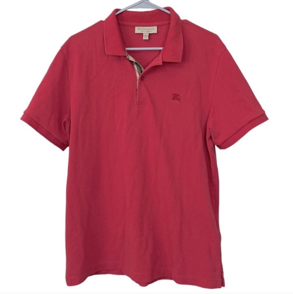 Burberry Nova Check Red Cotton Short Sleeve Polo Shirt XXL - Picture 1 of 5